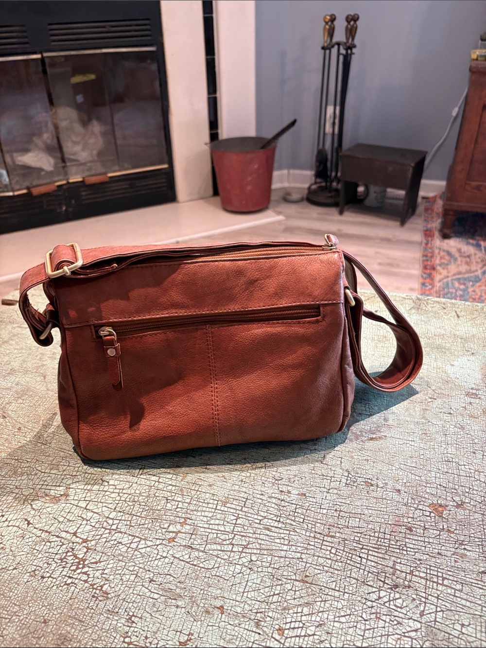 Great American Leatherworks Brown Leather Organizer Crossbody Bag - Picture 3 of 9